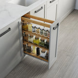 Dowell 5" Base Pull-out Spice Organizer with Adjustable Shelves for Base Kitchen Cabinet, Bottom Mounted Soft Close Slides - 4004 0524 | Soft-Close Wooden Slide Out Spice