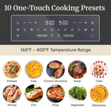 Elite Gourmet Dual Zone Air Fryer Oven 11QT, Dual Basket Air Fryer with Divider, Sync Finish & Sync Cook, PFAS Free Nonstick, 10 Presets, Air Fry Bake Roast Broil Toast Dehydrate, 1600W Black