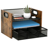 Boershun Wood Desk Organizer - 3-Tier Desktop File Organizer with Drawer, Wooden Paper Tray, Office Desk Organzier and Accessories for Papers, Mail, Notebooks, Stationery