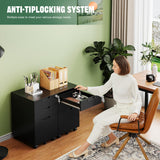 Letaya 3 Drawer Mobile File Cabinet with Lock,Under Desk Metal Small Filing Cabinets for Home Office Organizer Letters/Legal/A4(Fully Assembled Except Wheels-Black)