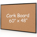 Board2by Extra Large Cork Bulletin Board 60" X 48", Black Wood Framed 5'x4' Corkboard for Wall, Wall Mounted Notice Pin Board with 18 Push Pins for School, Home & Office