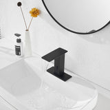GGStudy Automatic Sensor Matte Black Touchless Bathroom Sink Faucet Black Vanity Waterfall Bathroom Water Tap with Control Box and Temperature Mixer