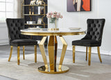 Maotifeys White Marble Dining Table for 4-6, Luxury 45" Round Faux Marble Kitchen Table for 4 Modern Circle Dining Room Tables with Diamond Gold Stainless Steel Base