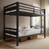 nesture. Bunk Bed Twin Over Twin, Heavy Duty Metal Bunkbeds with Full-Length Guardrail, Space-Saving Steel Bed for Kids & Adults, No Box Spring Required, Black