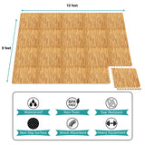 Sorbus 80 Sq. Ft. Wood Grain Floor Tiles Foam Mat EVA Interlocking Mats Tile 3/8-Inch Thick Flooring Wood Puzzle Exercise Mats w/Borders - Home Playroom Basement, Apartment, Trade Show, Baby, Dance