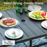 PHI VILLA 7 Piece Patio Dining Set, Rectangular Metal Table