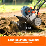SENIX 4QL 4-Cycle Gas Powered Tiller Cultivator, 46cc Full Crank Engine, 15-Inch Tilling Width, 8-Inch Tilling Depth, Easy Start