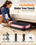 Vibration Plate Exercise Machine for Weight Loss and Lymphatic Drainage - 330lb Vibrating Platform for Home Gym Workout, Full Body Shaker Pilates Equipment with 2 Bands for Women and Men - Pink