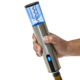 Wine Enthusiast 2-in-1 Electric Blue Automatic Wine Bottle Opener and Preserver Set – Fully Electric Corkscrew with Charging Station – Seal Bottle with Vacuum Stopper (7 Piece Set)