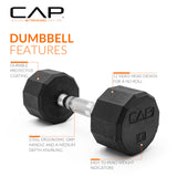 CAP 100 LB Coated 12-Sided Chrome Handle Dumbbell Weight Set with Vertical Rack