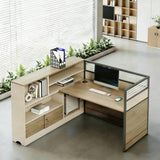 Modern Cubicle Office Workstation Desk with Privacy Panels, Modular Multi-Person Partition Desk, Computer Desk with Storage & for Office, Call Center & Team Workspace (C-Left, 1 P)