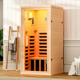 Albott 1 Person Infrared Sauna with 7-Color Light Therapy, Low EMF 1260W