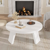 IDEALHOUSE 33.5" Round Coffee Table, Modern Circle Center Table with Inclined Legs, Accent Cocktail Tables for Living Room, Bedroom, Easy Assembly, White