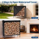 DUMOS 4FT Heavy Duty Firewood Storage Rack, Firewood Storage Log Rack with Cover and Zipper, Indoor Outdoor Wood Racks for Fire Wood Holder
