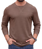 Askdeer Men's Waffle Long Sleeve T-Shirt Casual Lightweight Pullover Tees