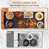 Warming Mat for Food Extra Large - 36”x15” Electric Food Warmer with Heat Resistant Pad, 11 Temperature & 20 Timer Settings with 6 Preset Modes, Dual Temperature Display, Child Lock & Auto Shut-Off