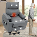 BRTHORY Leather Power Lift Recliner Chair for Elderly, with Massage & Heat