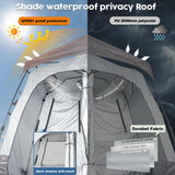 Porayhut Portable Camping Shower Tent Deluxe Changing Room Easy Set Up Privacy Shelter,Large Toilet Tent 2 Rooms with Floor Drain Design for Beach, Camping,Hiking with Stakes and Ropes for Stability