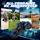 Tecnock RC Motorcycle, Remote Control Motorcycle with LED Lights, RC Car Dirt Bike Toy, 360° Spins and Flips, Rechargeable Batteries, Gift for Boys Ages 5-7, 8-12