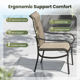 Round Patio Dining Set for 4 Person, 42'' Round Metal Slat Table with Umbrella Holes and 4 High Back Fixed Chairs All Weather Outdoor Table