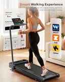 WELLFIT Foldable Treadmill with Handlebar, 320LB Capacity Walking Pad for Home Office, Under Desk Folding Treadmills with Incline