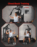 Garvee Home Gym Equipment Machine, Full Body Workout Machine with 150 LBS Weight Stack, Multifunctional All in One Exercise Station with Preacher Curl Pad, Leg Developer for Strength Training