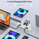 Jgstkcity Desk Clamp Power Strip 40W USB C,8 Outlets,8 USB,6FT,White