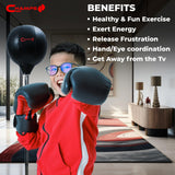 Champs MMA Kids Boxing Freestanding Reflex Bag Dummy, for Kids Ages 6-16 – Kids Punching Bag with Stand and Gloves Set, Exercise Equipment for Agility, Hand-Eye Coordination Workout Kit Champs MMA