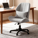 ZZW Criss Cross Chair with Wheels, Wide Cross Legged Office Chair Armless Comfy Desk Chair with Tall Back Vanity Chairs with Stress Relief