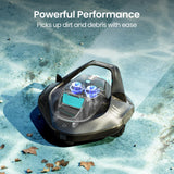 AIPER Seagull SE 2025 Cordless Robotic Pool Cleaner with LED Indicator, 1200GPH Strong Suction, Lasts 90 Mins Runtime, Ideal for Above-Ground Pool up to 40 Feet, Grey