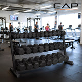 CAP 1200 LB Dumbbell Set with 3-Tier Rack, Rubber Hex Weights, Home & Commercial Gym Weight Set for Strength Training, Chrome Handle, Black Rack