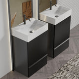 BLUHOUZZ 20" Bathroom Vanity with White Ceramic Sink, Black Fluted