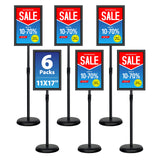 VAIIGO 6Packs 11x17 Inch Adjustable Pedestal Poster Sign Stand, Heavy Duty Floor Standing Sign Holder Stand Aluminum Snap Open Frame for Vertical and Horizontal View Sign Displayed(Black)