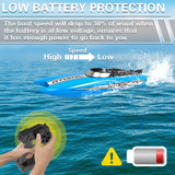 volantexrc Remote Control Boats for Pools and Lakes 20+MPH AtomicXS High Speed RC Boat for Adults Toy Boat Gifts with 2 Batteries & Reverse Function (795-5 Blue)
