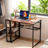 GarveeHome 38.6 inch Folding Desk Writing Computer Desk with Storage Shelf