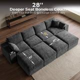 ReeQuo 150" Oversized Sleeper Sofa Cloud Couch Modular Sectional Sofa