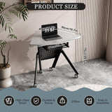 Mobile Modular Meeting Room Table with Locking Wheels, Flip Top Small Conference Table for School