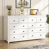 EnHomee 10 Drawer Dresser for Bedroom, Large Dressers & Chests for Bedroom,Modern White Wood Dresser for Clothes and Office Supplies, Multifunctional as TV Stand, Entryway Organizer Storage Cabinet