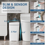 2 Pack 2.7 Gal Bathroom Trash Can with Lid, Automatic Trash Can Small Smart Garbage Can Touchless