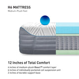 Bedgear H6 Performance Full Mattress - Hybrid Memory Foam Mattress, Medium Plush - Adaptive React Foam for Comfort, Instant Cooling by Ver-Tex Technology