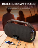 havit Outdoor Bluetooth Speaker, 120W Peak Loud Speakers with Deep Bass, Portable Wireless Speaker IPX6 Waterproof, RGB Light, 12H Playtime, TWS Stereo, EQ, for Party, Beach, Camping, Backyard, Garage