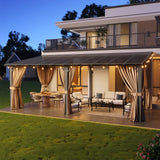 Aoxun 20'x10' Lean to Gazebo, Pergola with Mosquito Net and Curtains, Brown