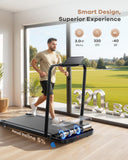 WELLFIT Foldable Treadmill with Handlebar, 320LB Capacity Walking Pad for Home Office, Under Desk Folding Treadmills with Incline