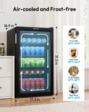 EUHOMY Mini Fridge 130 Can Beverage Refrigerator Cooler Glass Door for Soda Wine Beer, Beverage Cooler for Home, Bar, Office with Digital Temperature Control Adjustable Shelves, 3.2 Cu.Ft, Black
