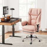 HOMREST 4-Point Massage Office Chair with Heat, 155° Reclining Executive Desk Chair with Adjustable Armrests, Ergonomic High Back Computer Chair for Home Office, Pink