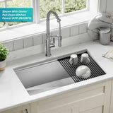 KRAUS Kore 32-Inch Undermount Workstation 16 Gauge Single Bowl Stainless Steel Kitchen Sink with Accessories, KWU110-32