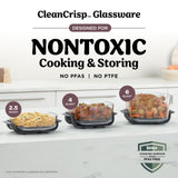 Ninja Crispi Pro 6-in-1 Glass Air Fryer | 450°F, Nontoxic, 6qt & 2.5qt Containers & Lids | Microwave, Freezer, Dishwasher Safe | Max Crisp, Air Fry, Bake, Roast, Recrisp, Dehydrate | Cherry, AS101RD1