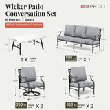 MIXPATIO 6-Piece Patio Conversation Set, Swivel Chairs, Coffee Table, Grey