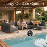 LayinSun 11 Pieces Patio Furniture Set with Fire Pit Table