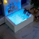 72-Inch Whirlpool Jetted Tub,Acrylic Hydro Massage Bathtub with 10 Jets,Alcove, Color-Changing LED Lights,2-Person Jetted Bath Tub for Couples